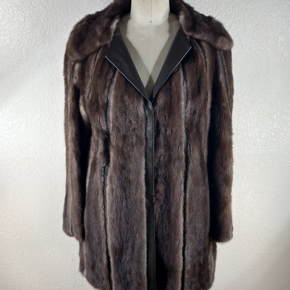 Felix Presburger Vintage Authentic Mink Fur And Leather Coat O/S